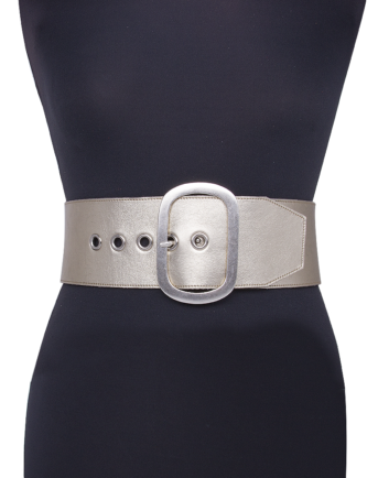 Platinum eyelet belt on mannequin