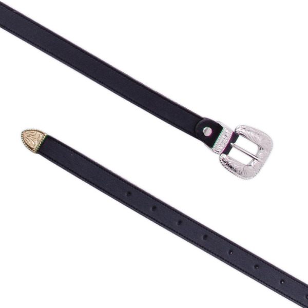 Cintura single west 020 nera fibbia argento aperta