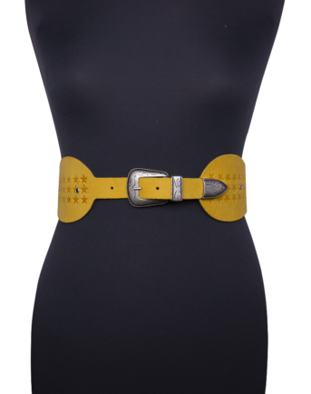 Yellow woman wonder belt on mannequin